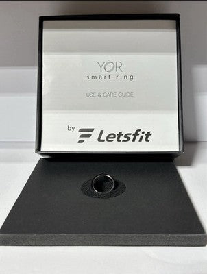 Letsfit YOR LR-08 smart ring in matte gunmetal size 8 with activity tracking, sleep monitoring, and heart-rate sensing