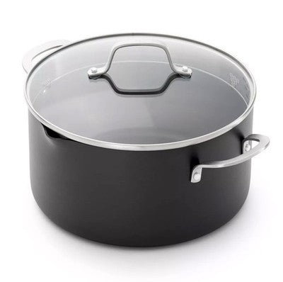 7-quart hard anodized nonstick Dutch sauce pan with tempered glass lid oven-safe and dishwasher-safe for soups and braises