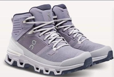 On Cloudrock 2 waterproof hiking boots women's US 6.5 in Shark Fade with CloudTec cushioning and Missiongrip outsole