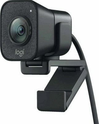 Logitech StreamCam Plus 1080p 60fps webcam in graphite with USB-C, auto-framing, dual mics, and included tripod mount