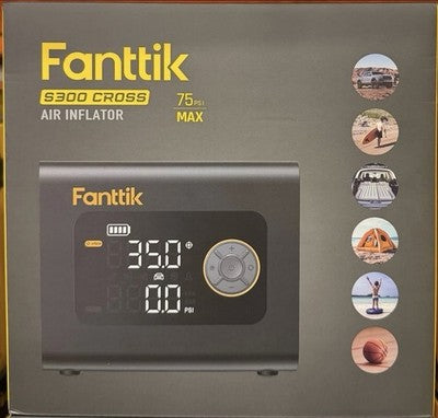 Fanttik S300 Cross Air Inflator portable 75 PSI pump with built-in LED light and USB power bank function