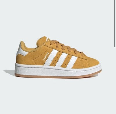 Adidas Original Campus 00S kids' US 11.5 sneaker in white and black with gum rubber sole and elastic laces
