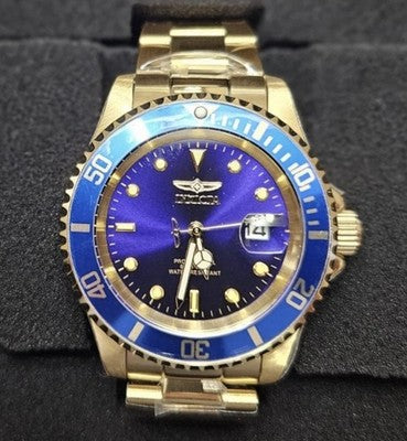 Invicta Pro Diver 26974 men's 40mm watch with gold and blue, dive bezel