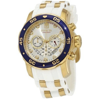 Invicta Pro Diver 20293 men's chronograph watch with silver dial, stainless steel bracelet, and 100m water resistance