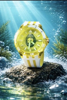 Invicta Subaqua men's 44mm dive watch with vivid green dial, stainless steel case, and unidirectional rotating bezel