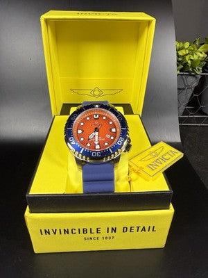 Invicta Pro Diver Abyss 49543 Men's 48mm Quartz Orange Dial Blue Strap New