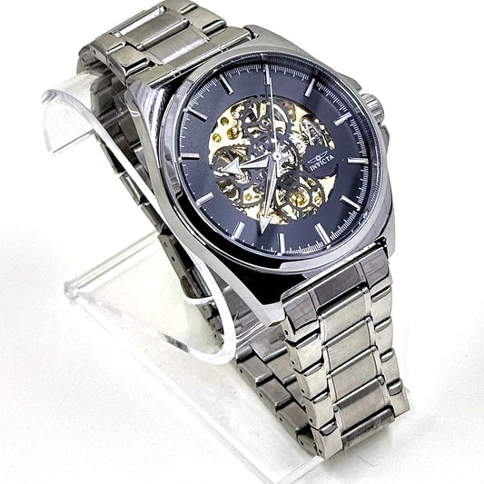 Invicta 69993 Objet D Art Automatic Skeleton Watch 44mm Black Steel New