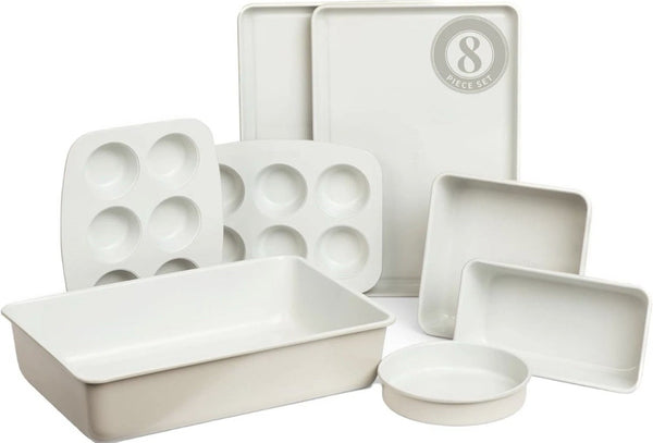 Larder & Vine 8-Piece Nonstick Ceramic Bakeware Set PFAS Free Baking Pans Gray - product photo