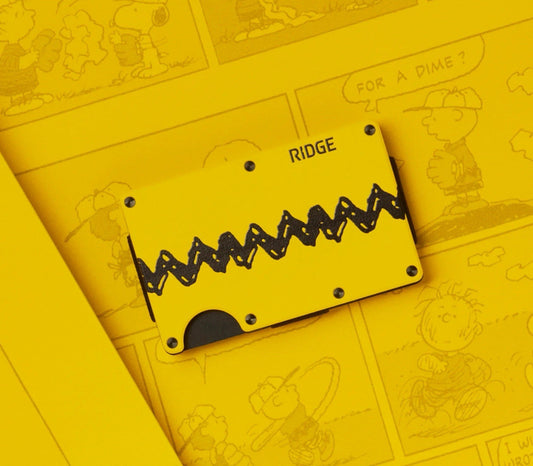 Ridge Slim RFID Blocking Wallet w/ Cash Strap Peanuts Yellow/Black Menâs