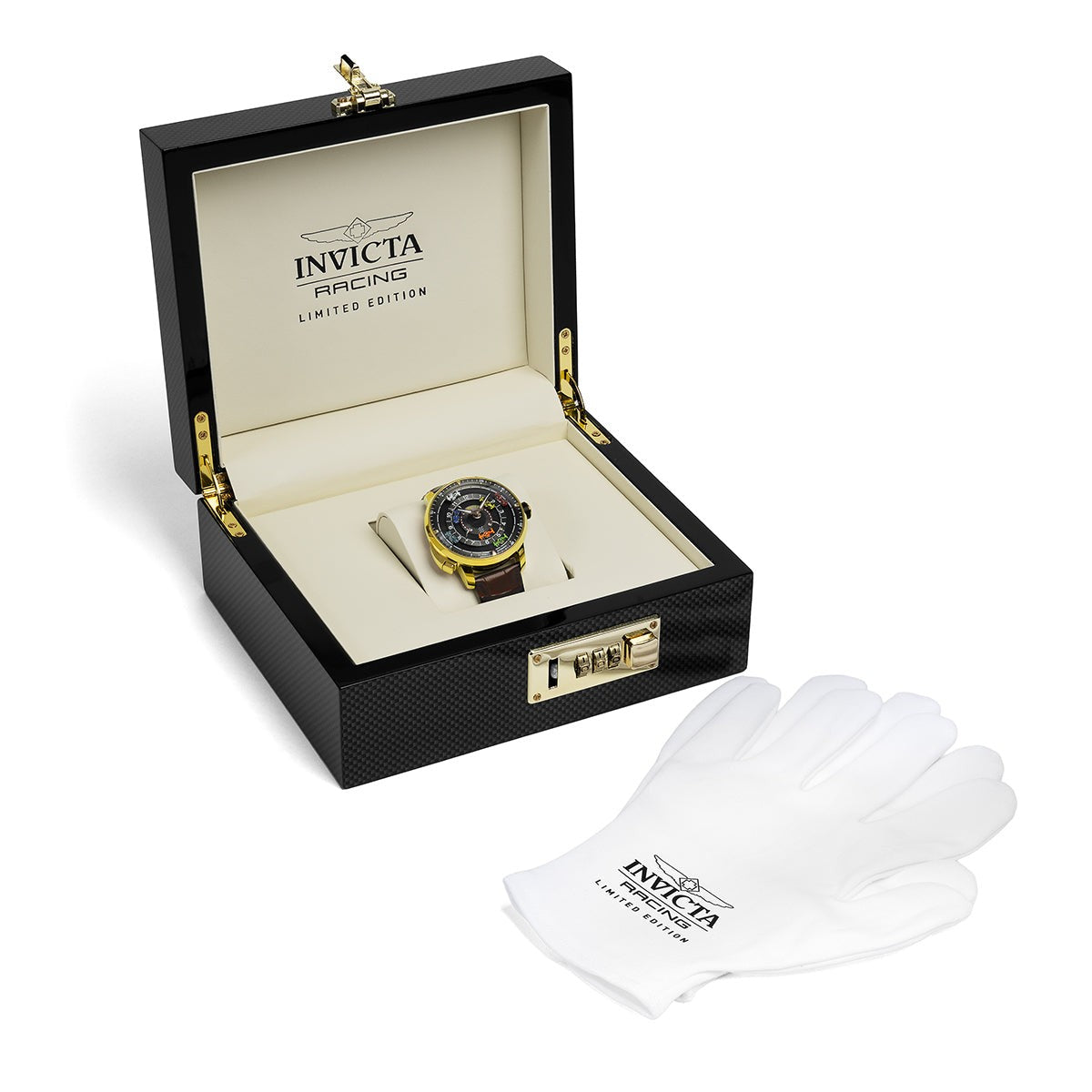 Invicta 69636 Racing Scalaprix Automatic Men's Watch 46mm Gold Black Dial NEW