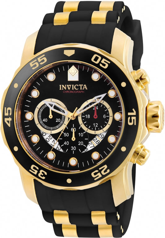 Invicta Men's PRO DIVER SCUBA Chrono Black Dial Elegant Fashion Gold Watch 6981 - official image