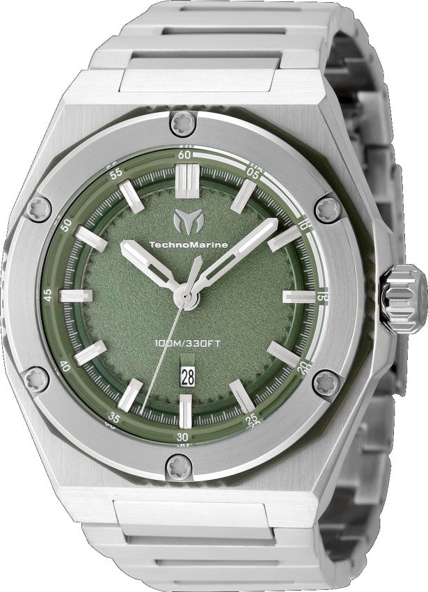 TechnoMarine TM-416075 Coral Legacy 45mm Green Dial Steel Men's Watch official product image