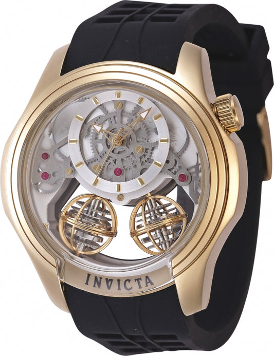 Invicta Men's Watch Specialty Silver Dial Yellow Gold Case Silicone Strap 47375 - official image