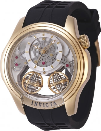 Invicta Men's Watch Specialty Silver Dial Yellow Gold Case Silicone Strap 47375 - official image
