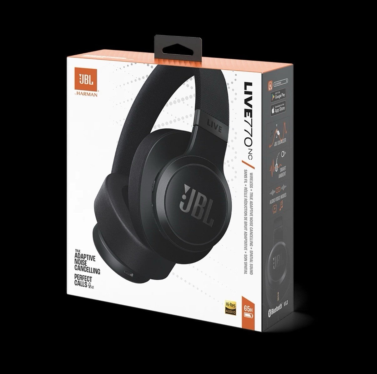 JBL LIVE 770NC Wireless Adaptive Noise Cancelling Over-The-Ear Headphones, Black