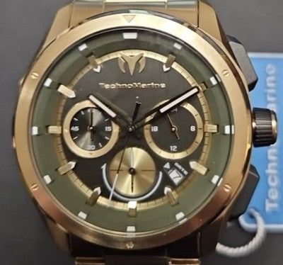 TechnoMarine Ocean Nomad TM-318095 men's 43mm watch with gold-tone, chronograph