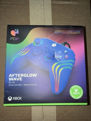 PDP Afterglow Wave LED wired controller for Xbox Series X S and Xbox One with customizable RGB lighting and transparent shell