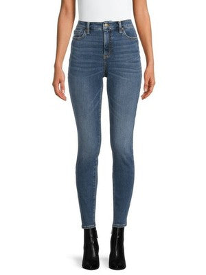 Time & Tru women's size 8 high-rise curvy skinny jeans in medium wash stretch denim with flattering curvy fit