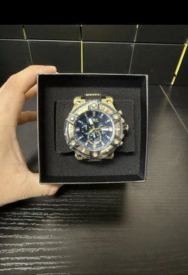 Invicta Bolt Surge 39187 men's 52mm quartz chronograph watch with vivid blue dial and gold-and-black ion-plated case