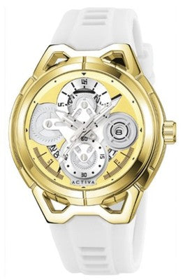 Activa x Invicta Drift Men's 44mm Skeleton Dial Watch Gold/White ACW9349-010 New