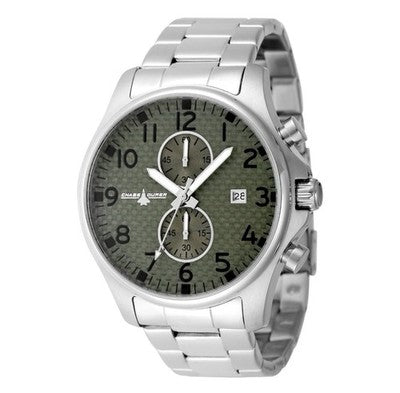 Chase Durer CDW-0094 Mens Watch 45mm Steel Army Green Carbon Fiber Dial New