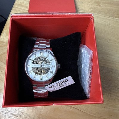 Invicta Objet d'Art 69117 Men's 40mm Automatic Skeleton Silver Dial Watch New