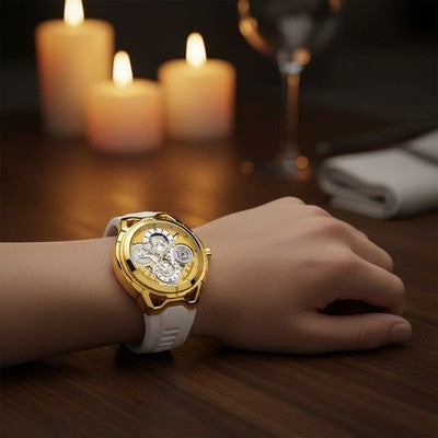 Activa x Invicta Drift Men's 44mm Skeleton Dial Watch Gold/White ACW9349-010 New