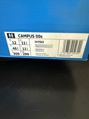 adidas Campus 00s Men's Size 12 Black Mint Gum Shoes Casual Sneaker IH7503 Rare