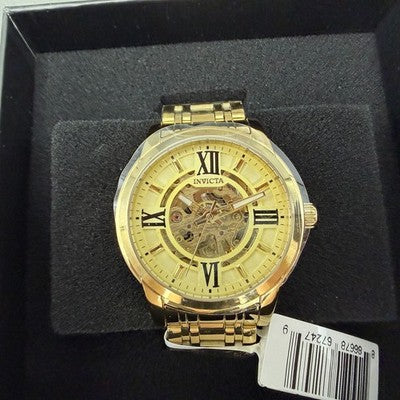 Invicta Objet D Art 69129 Men's 41mm Auto Skeleton Gold Tone Watch New