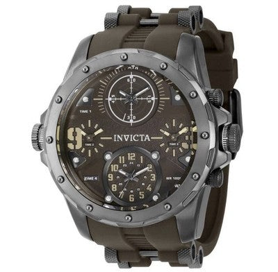Invicta Coalition Forces Sniper Mens 50mm 4-Time Zone Brown Military Watch 39357