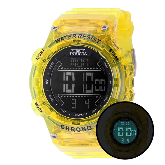 Invicta Racing Burnout Digital Men's Watch- 52mm, Transparent, Yellow(49044)