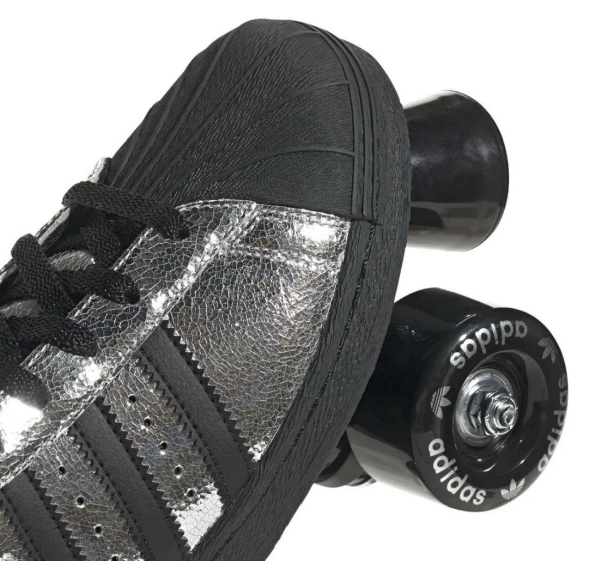 Adidas Superstar 82 Roller Skate Silver Metallic Black Shell Toe Women's sz 5.5 - product photo
