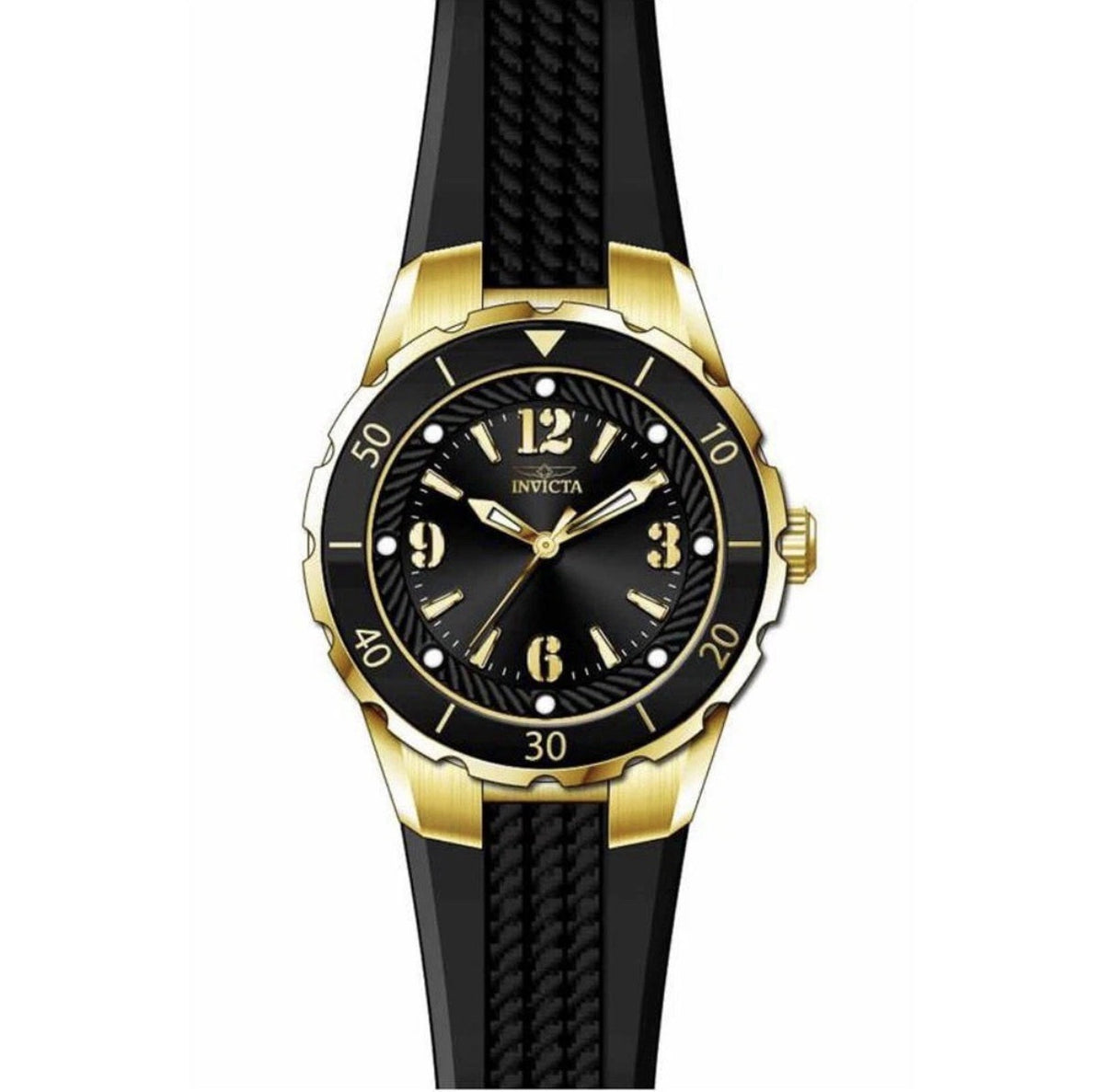 Invicta Women's Angel Quartz 38mm Black Dial Black Polyurethane Watch - product photo