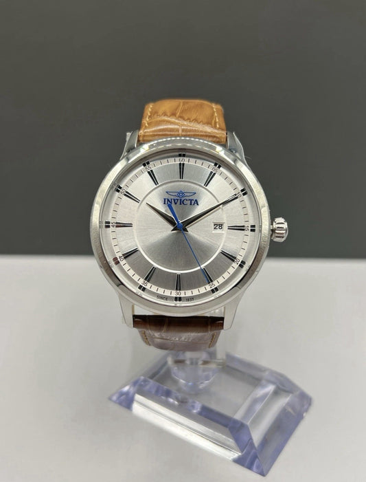 Invicta Celestial Men's Watch 43mm Silver Dial Leather - product photo