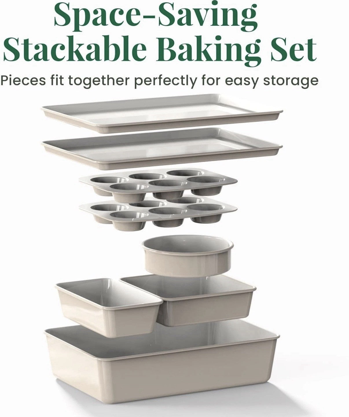 Larder & Vine 8-Piece Nonstick Ceramic Bakeware Set PFAS Free Baking Pans Gray - product photo
