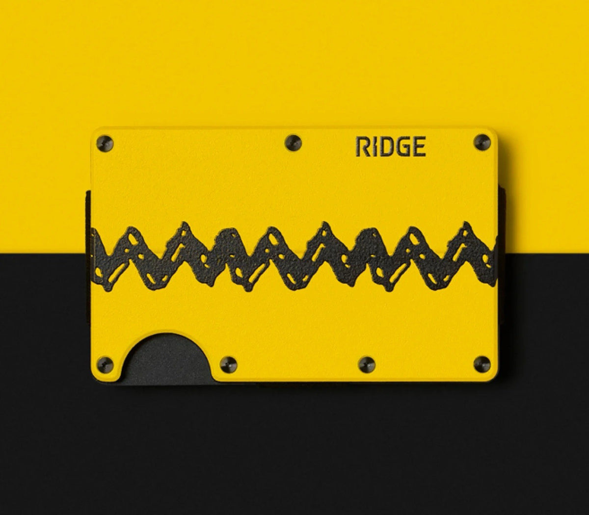 Ridge Slim RFID Blocking Wallet w/ Cash Strap Peanuts Yellow/Black Menâs