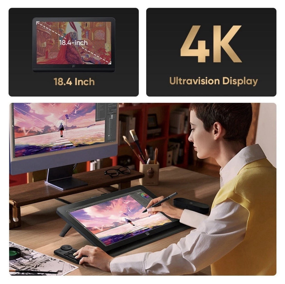 XPPen Artist Pro 19 Gen 2 Graphics Drawing Tablet 4K Display 16384 Level Tilt