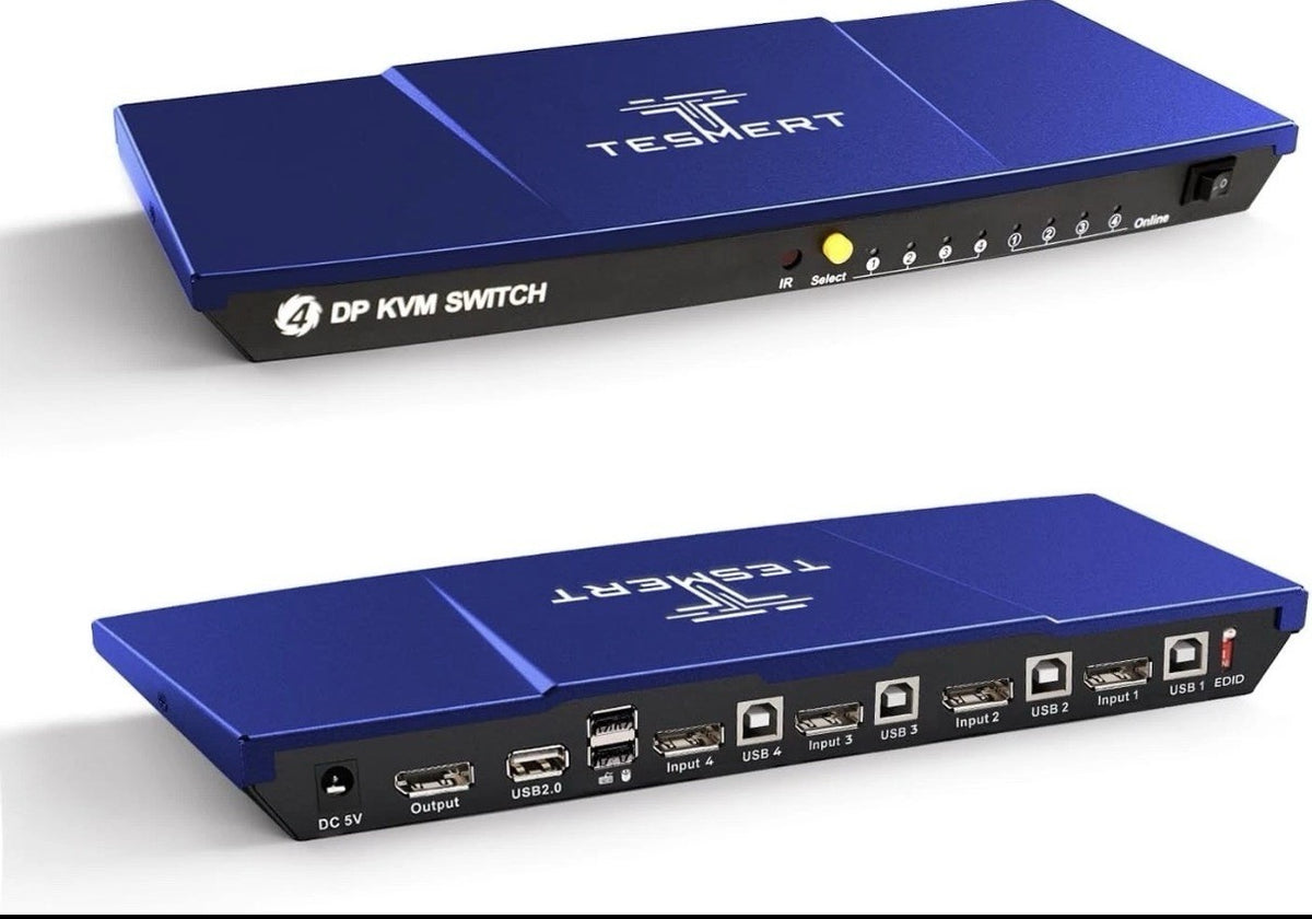 4K@144Hz DisplayPort KVM Switch 4 Computer 1 Monitor, DP 1.4 KVM Switches for 4