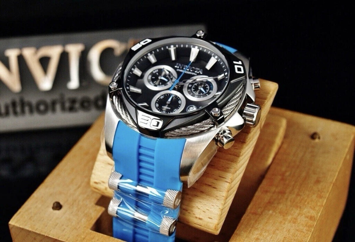 New Invicta Men's 50mm Bolt SWISS Ronda Z60 Quartz Chronograph Blue Strap Watch (view 4)