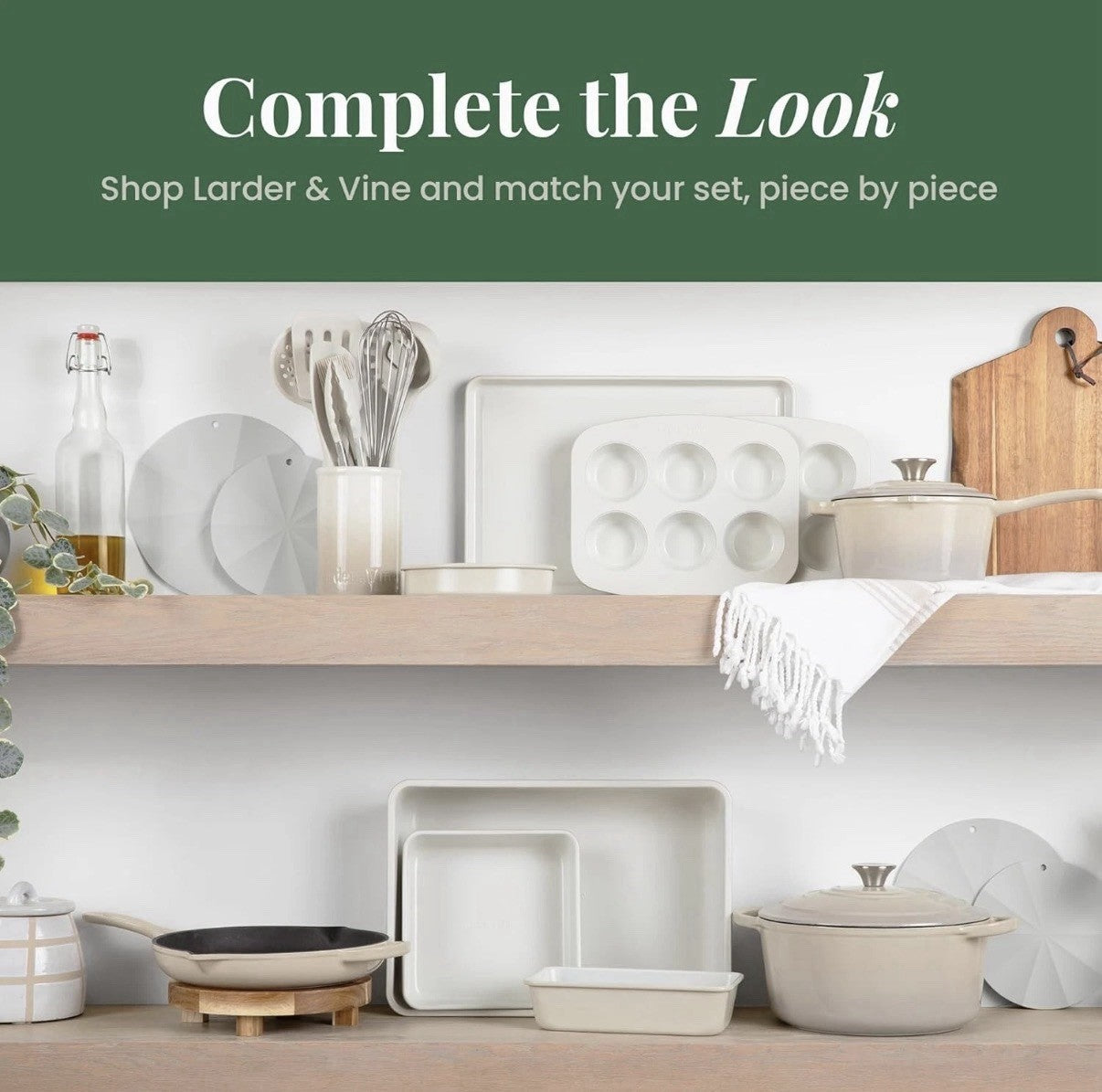 Larder & Vine 8-Piece Nonstick Ceramic Bakeware Set PFAS Free Baking Pans Gray - product photo