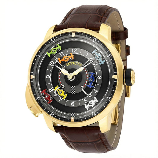 Invicta 69636 Racing Scalaprix Automatic Men's Watch 46mm Gold Black Dial NEW