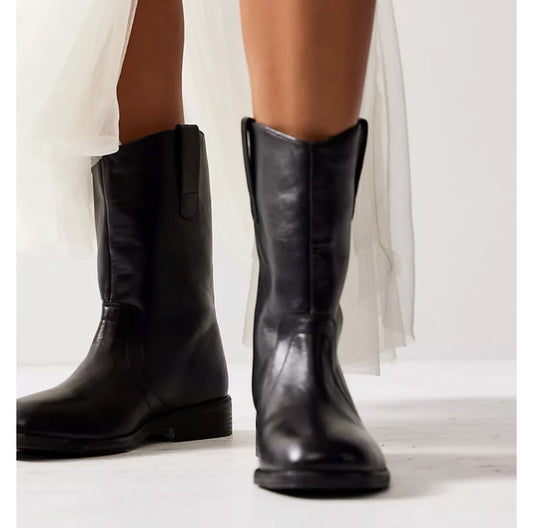 Free People Easton Equestrian Ankle Boot Black Leather Upper Size 9 US 40 EU (view 2)