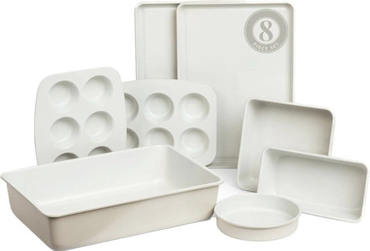 Larder & Vine 8-Piece Nonstick Ceramic Bakeware Set PFAS Free Baking Pans Gray - product photo