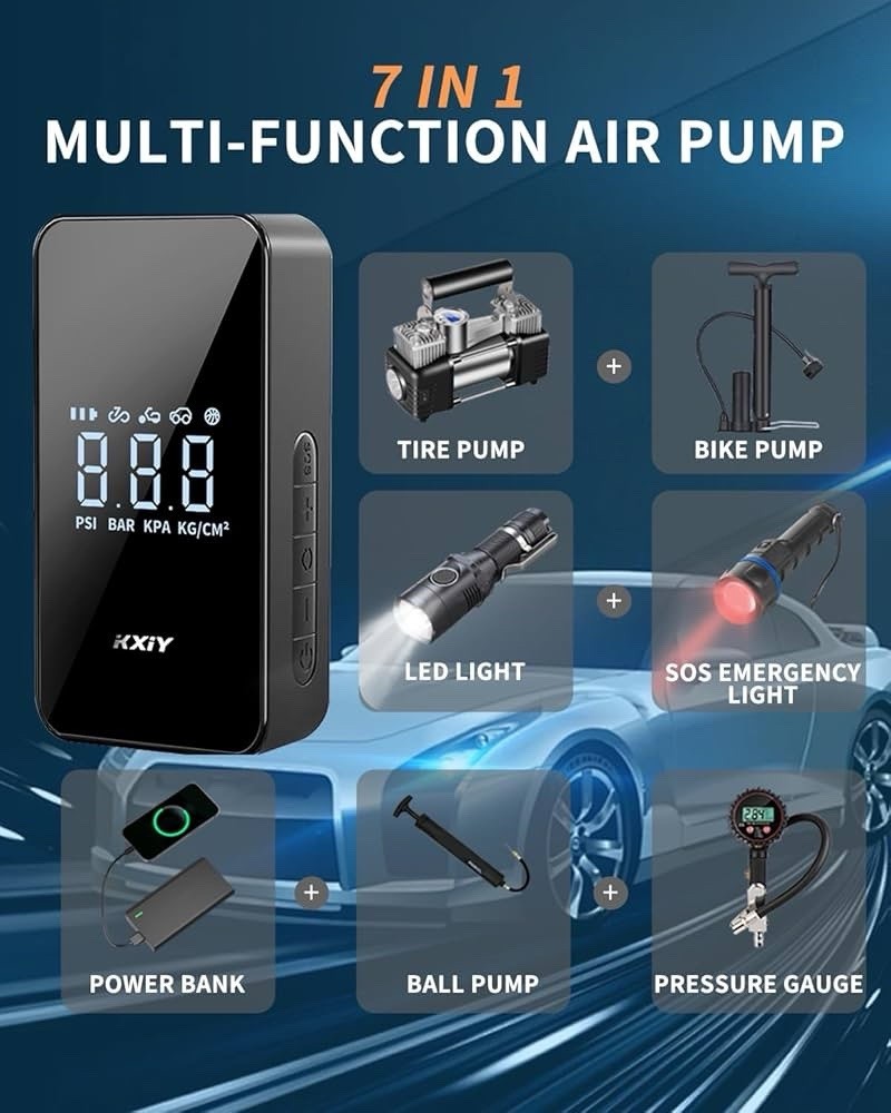 DIGITAL Tire Inflator Portable Air Compressor For Cars/Bikes - product photo