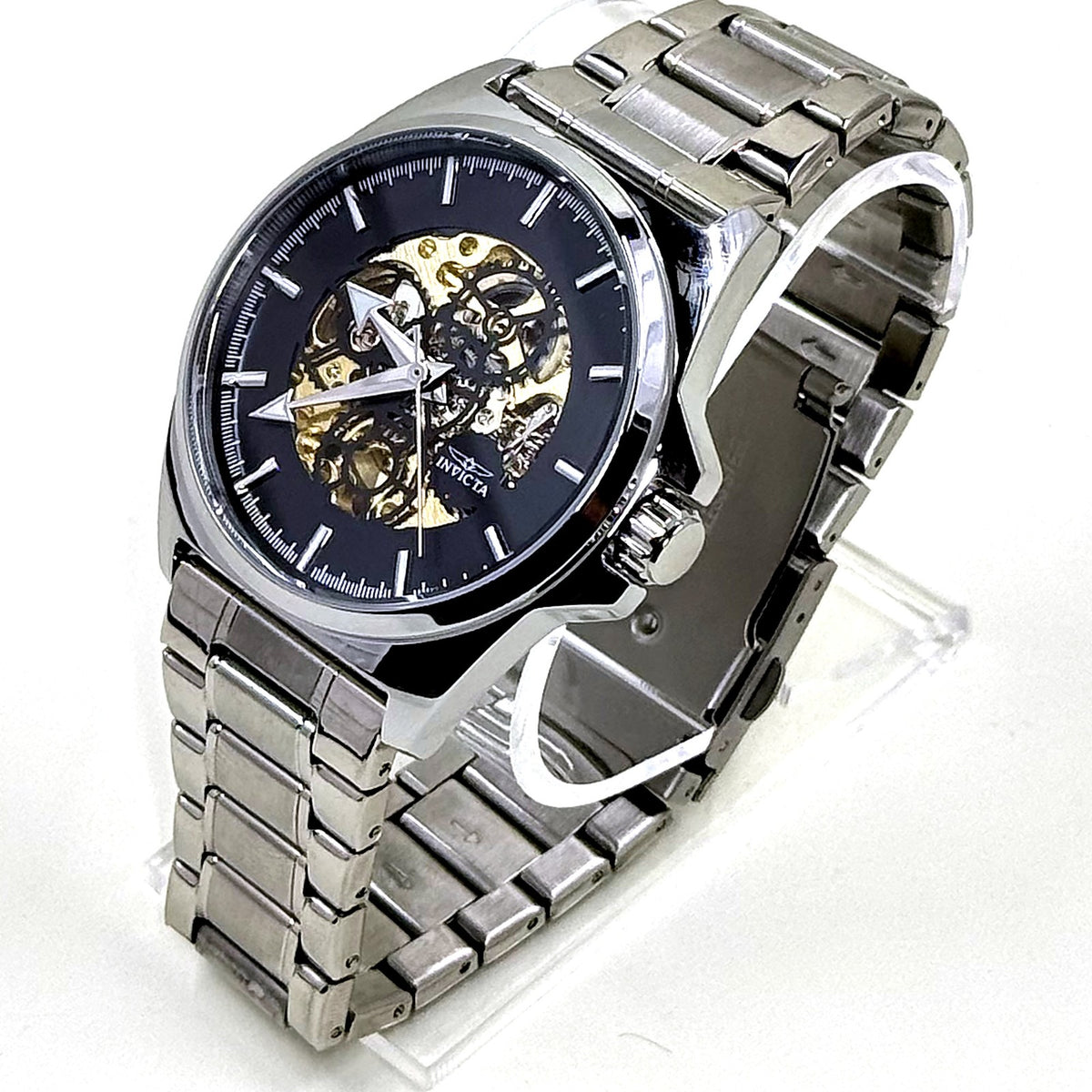 Invicta 69993 Objet D Art Automatic Skeleton Watch 44mm Black Steel New