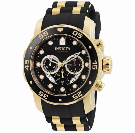 Invicta Men's PRO DIVER SCUBA Chrono Black Dial Elegant Fashion Gold Watch 6981 - product photo