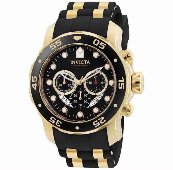 Invicta Men's PRO DIVER SCUBA Chrono Black Dial Elegant Fashion Gold Watch 6981 - product photo