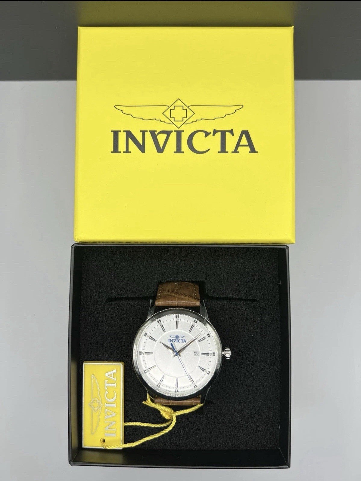 Invicta Celestial Men's Watch 43mm Silver Dial Leather - product photo