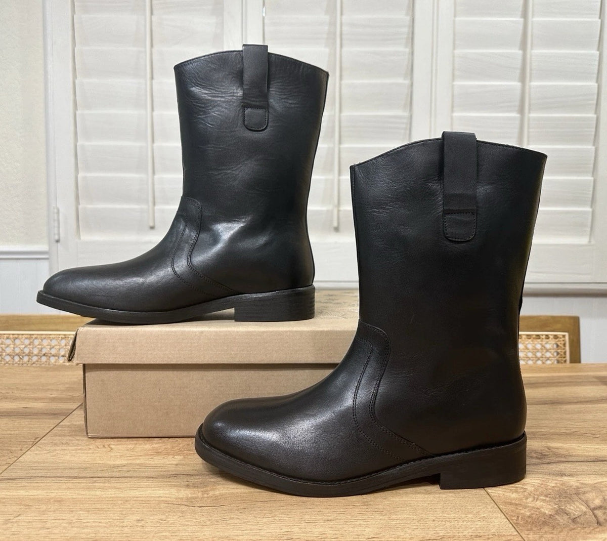 Free People Easton Equestrian Ankle Boot Black Leather Upper Size 9 US 40 EU (view 4)
