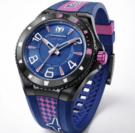 TechnoMarine TM-525011 Racing Legends Watch 40mm Blue Pink Quartz Limited Ed - product photo